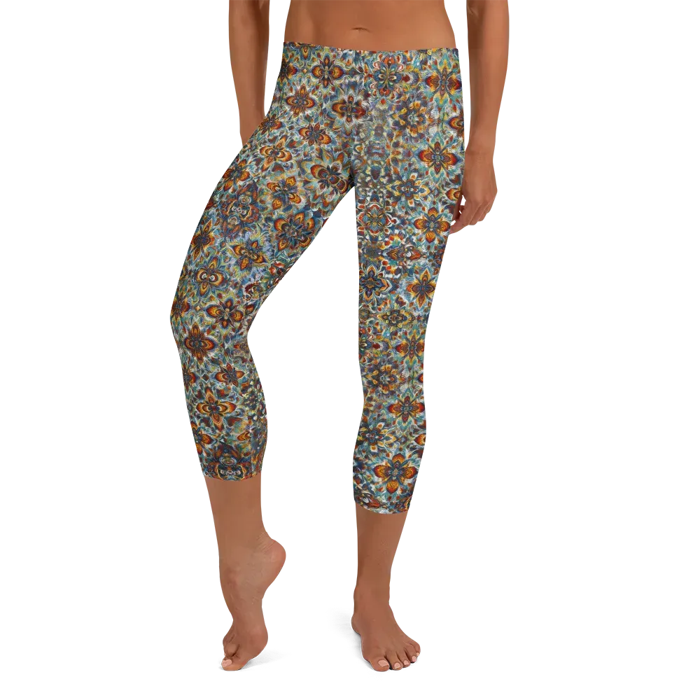 Cobalt Garland on Capri Leggings — Front