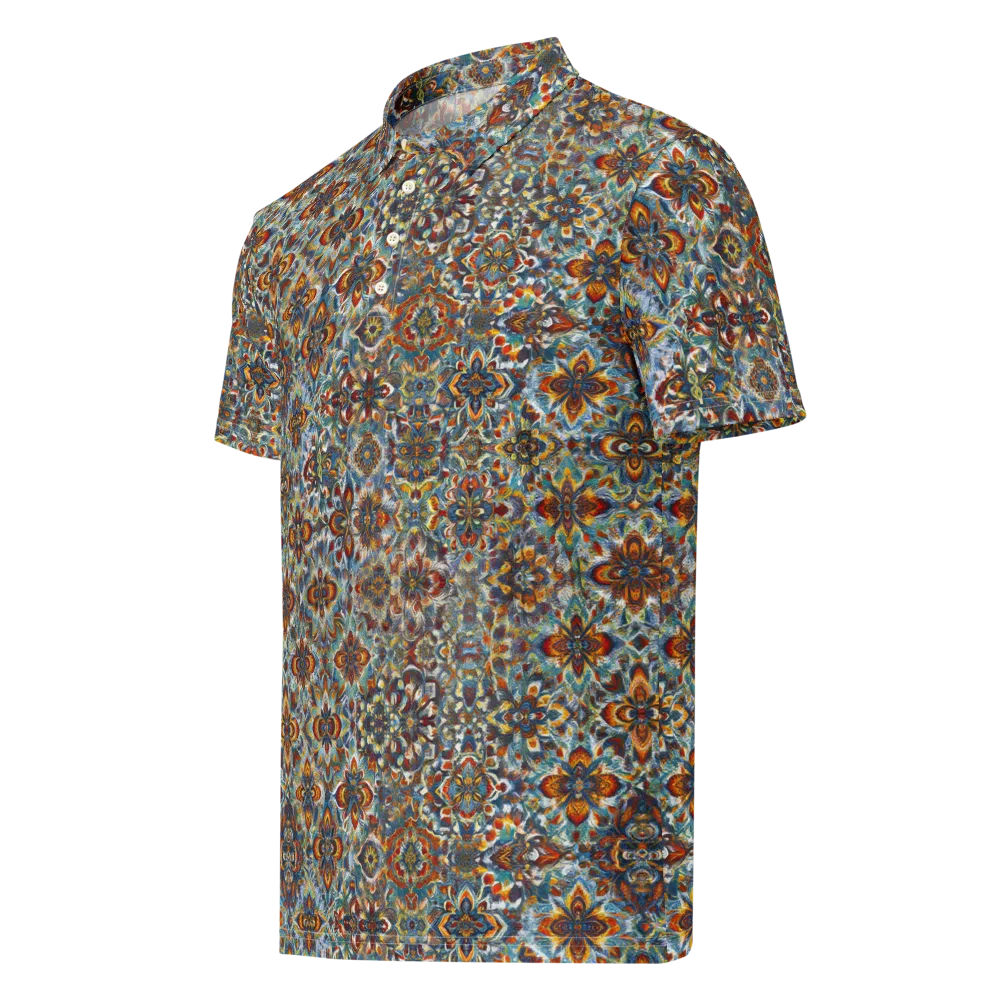 Cobalt Garland on Men's Slim Fit Polo Shirt — Left Front
