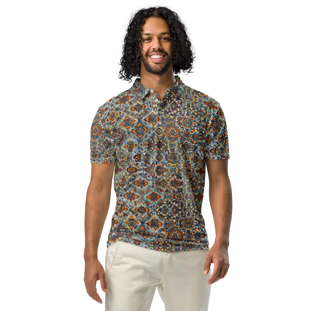 Cobalt Garland on Men's Slim Fit Polo Shirt — Front