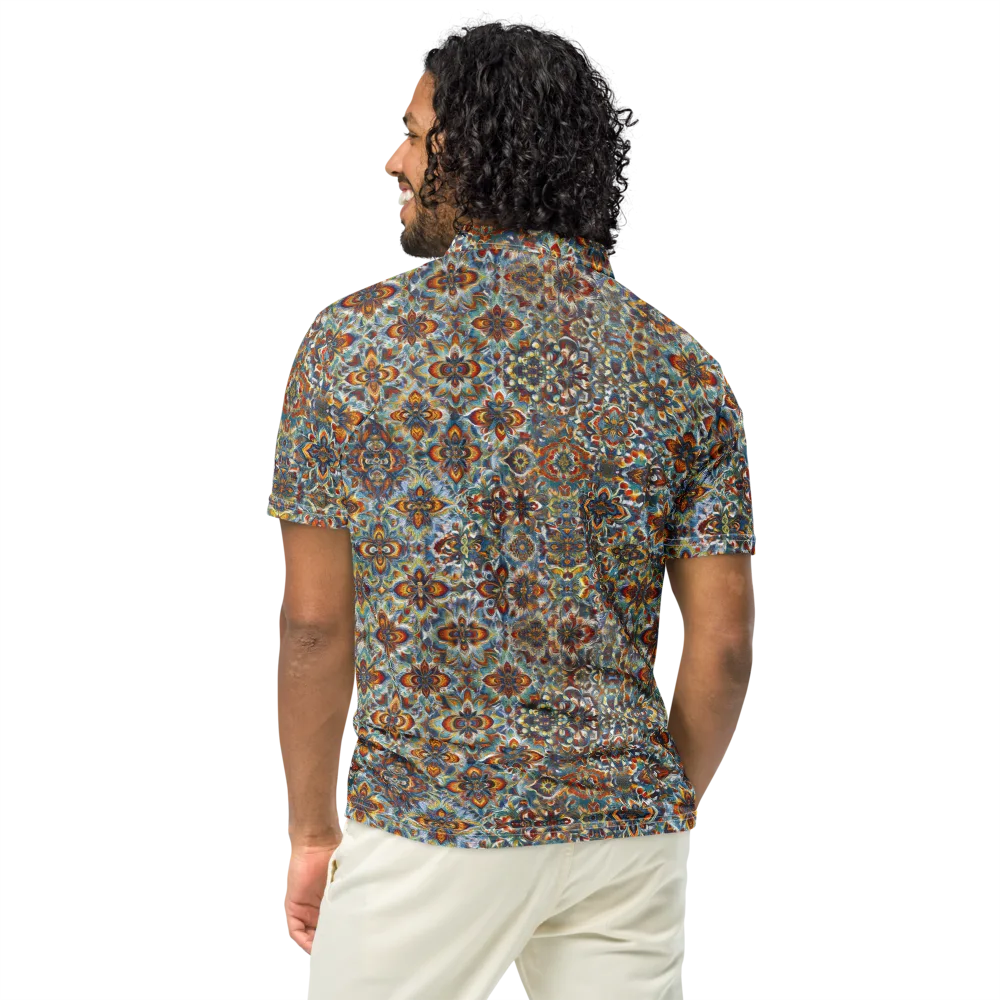 Cobalt Garland on Men's Slim Fit Polo Shirt — Back