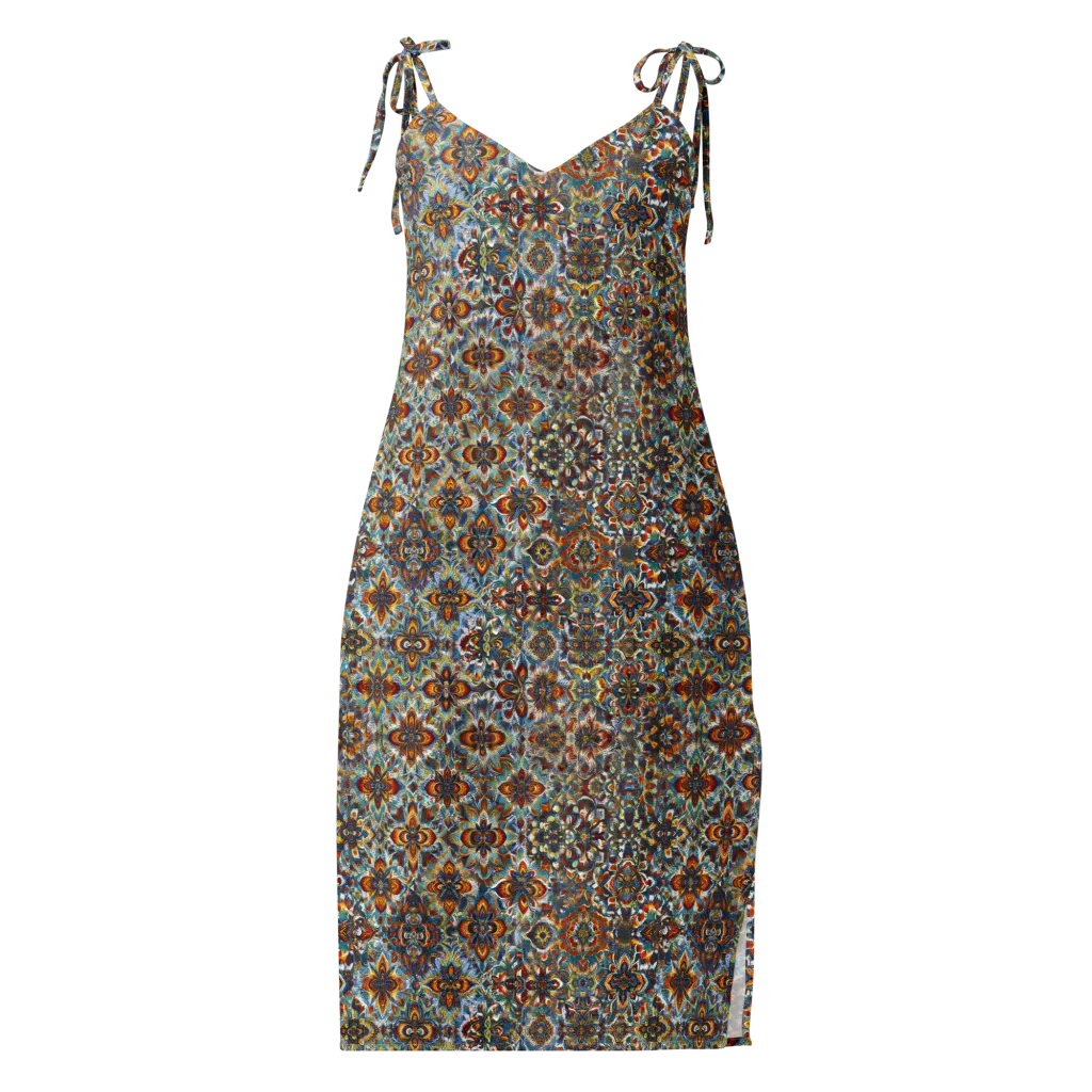 Cobalt Garland on Slip Dress — Front