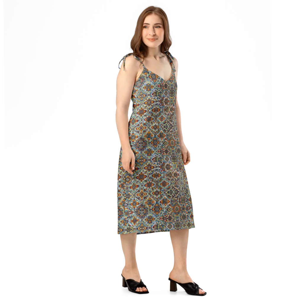 Cobalt Garland on Slip Dress — Right Front