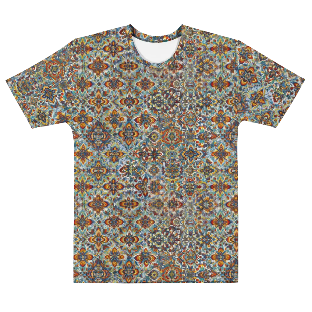 Cobalt Garland on Men's Cotton Crew Neck T-Shirt — Front