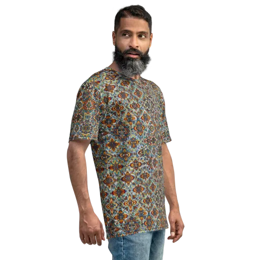 Cobalt Garland on a Men's Crew Neck T-Shirt