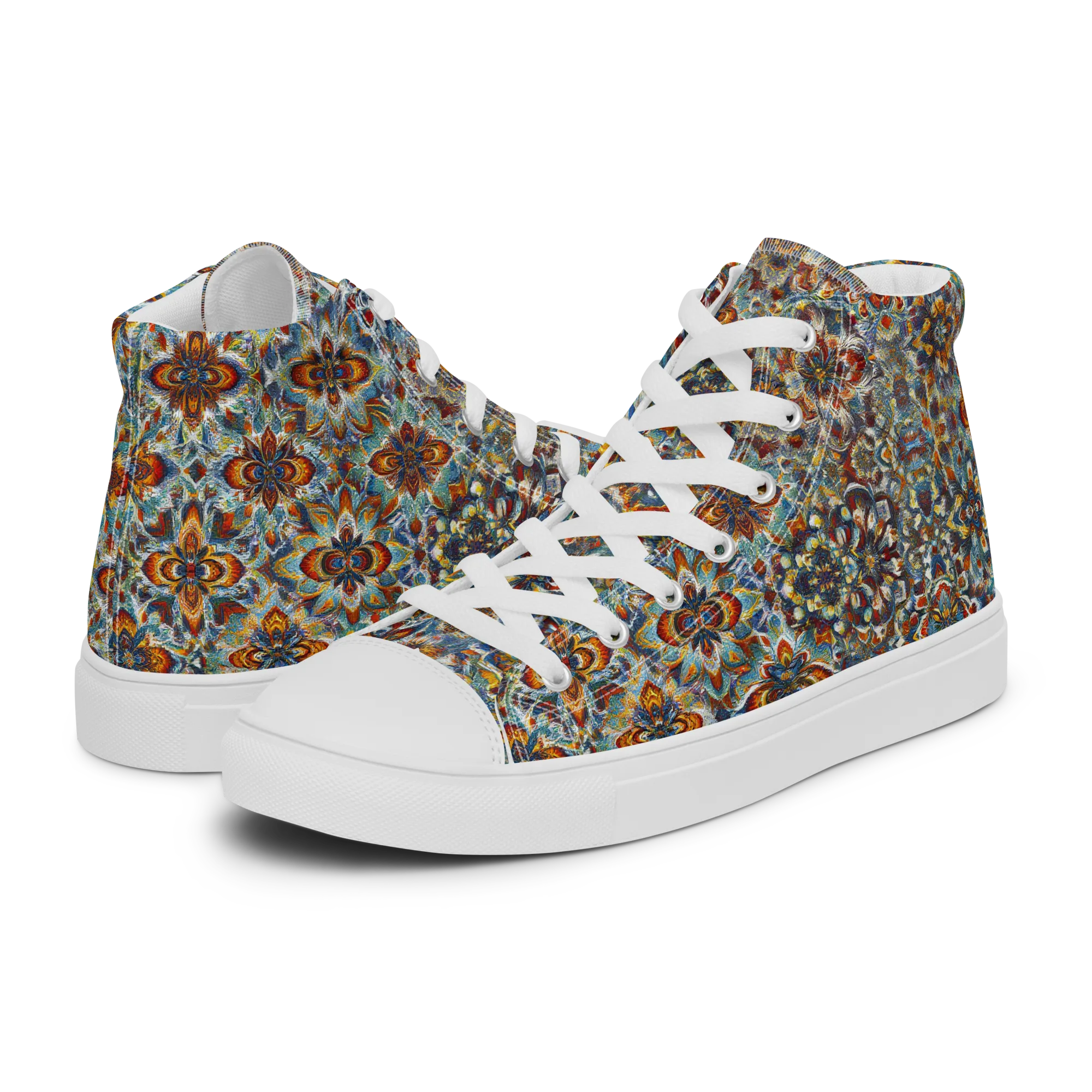 Cobalt Garland on Men's High Top Canvas Shoes — Left