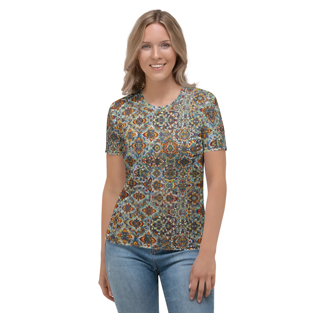 Cobalt Garland on Women's Crew Neck T-Shirt — Front