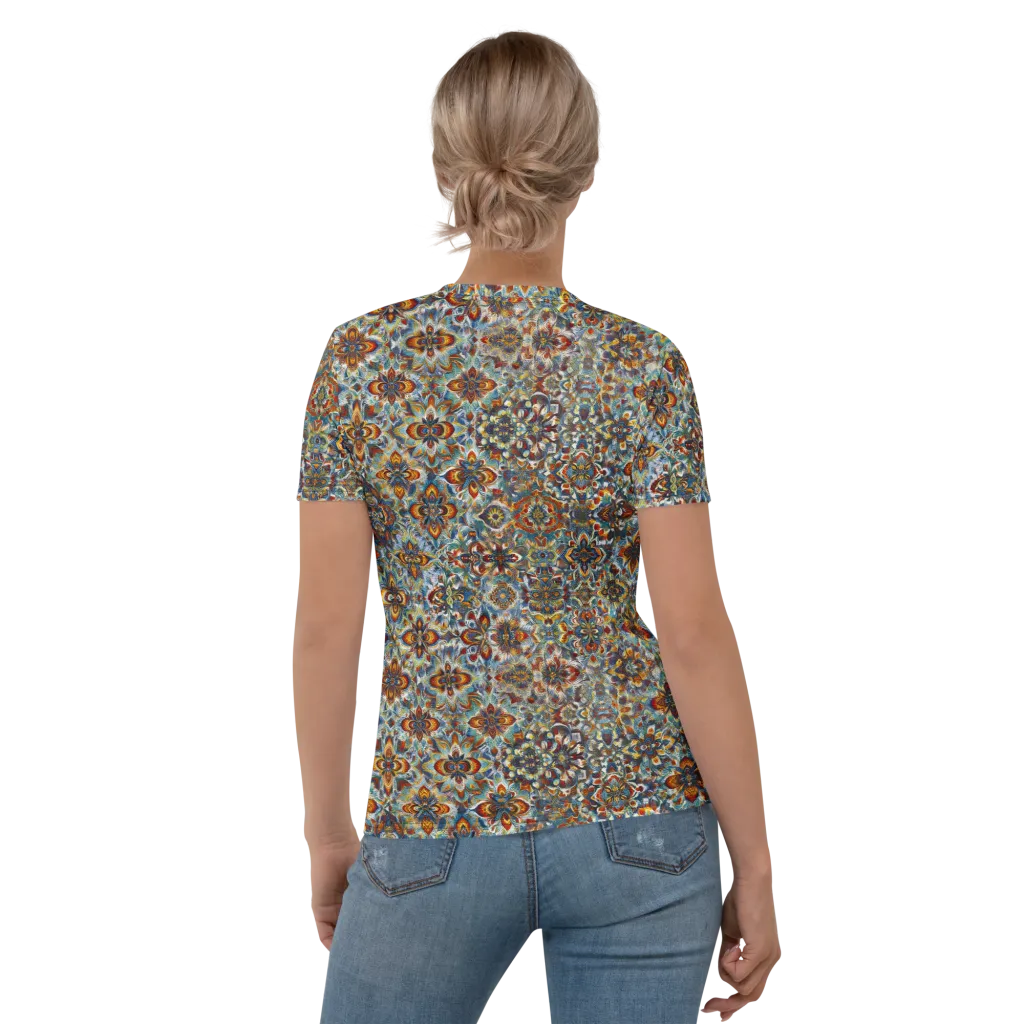 Cobalt Garland on Women's Crew Neck T-Shirt — Back