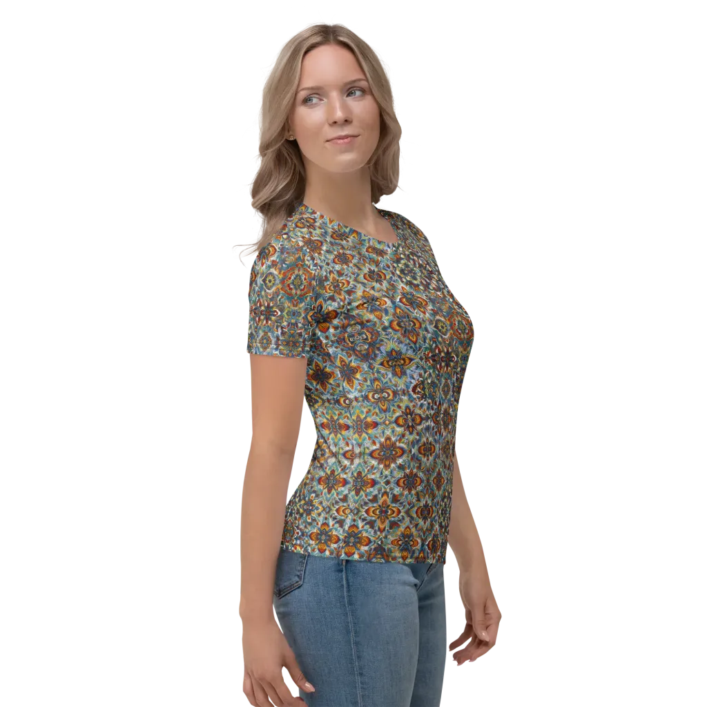 Cobalt Garland on Women's Crew Neck T-Shirt — Right