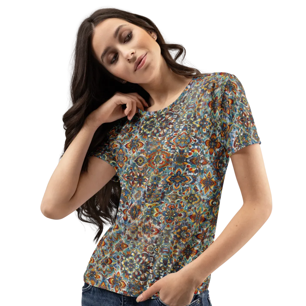 Cobalt Garland on Women's Crew Neck T-Shirt — Left Front