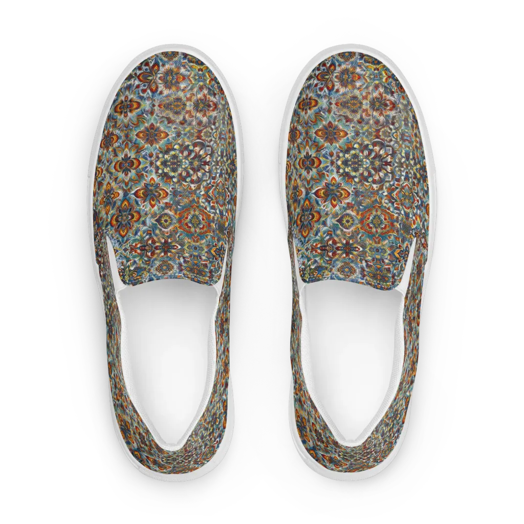 Cobalt Garland on Men's Slip-On Canvas Shoes — Front