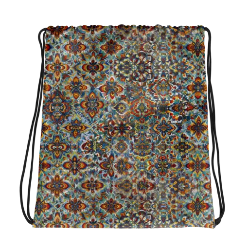 Cobalt Garland on a Drawstring Bag