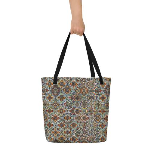 Cobalt Garland on a Large Tote Bag W/ Pocket
