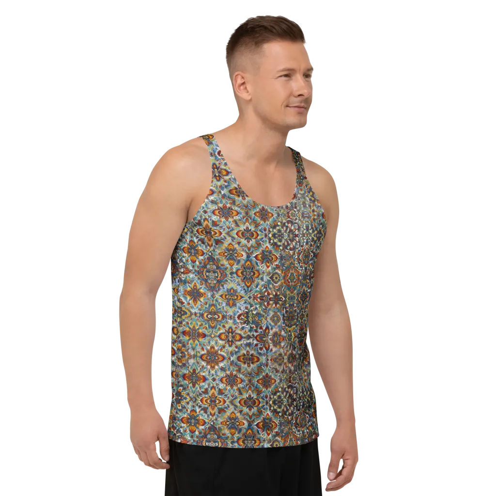 Cobalt Garland on Men's Tank Top — Right Front