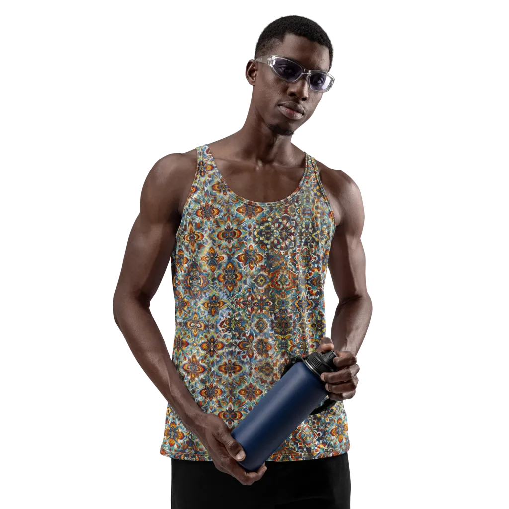 Cobalt Garland on Men's Tank Top — Front