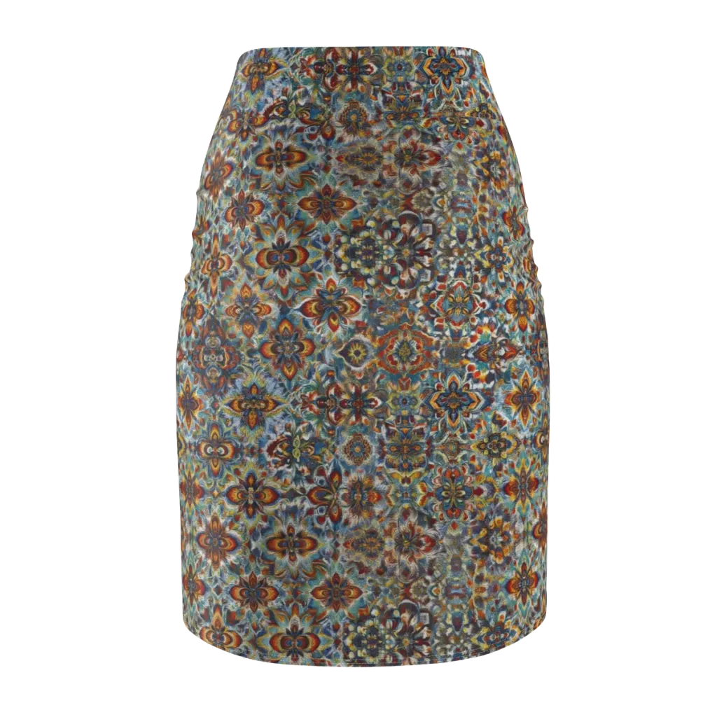 Cobalt Garland on Pencil Skirt — Back