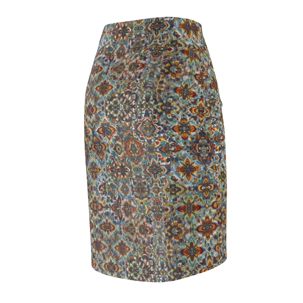 Cobalt Garland on Pencil Skirt — Back Side