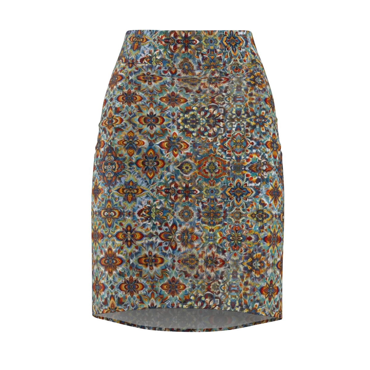 Cobalt Garland on Pencil Skirt — Front