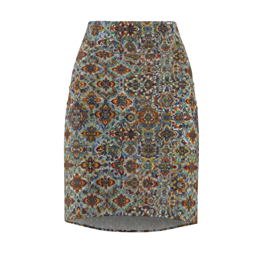 Cobalt Garland on a Pencil Skirt