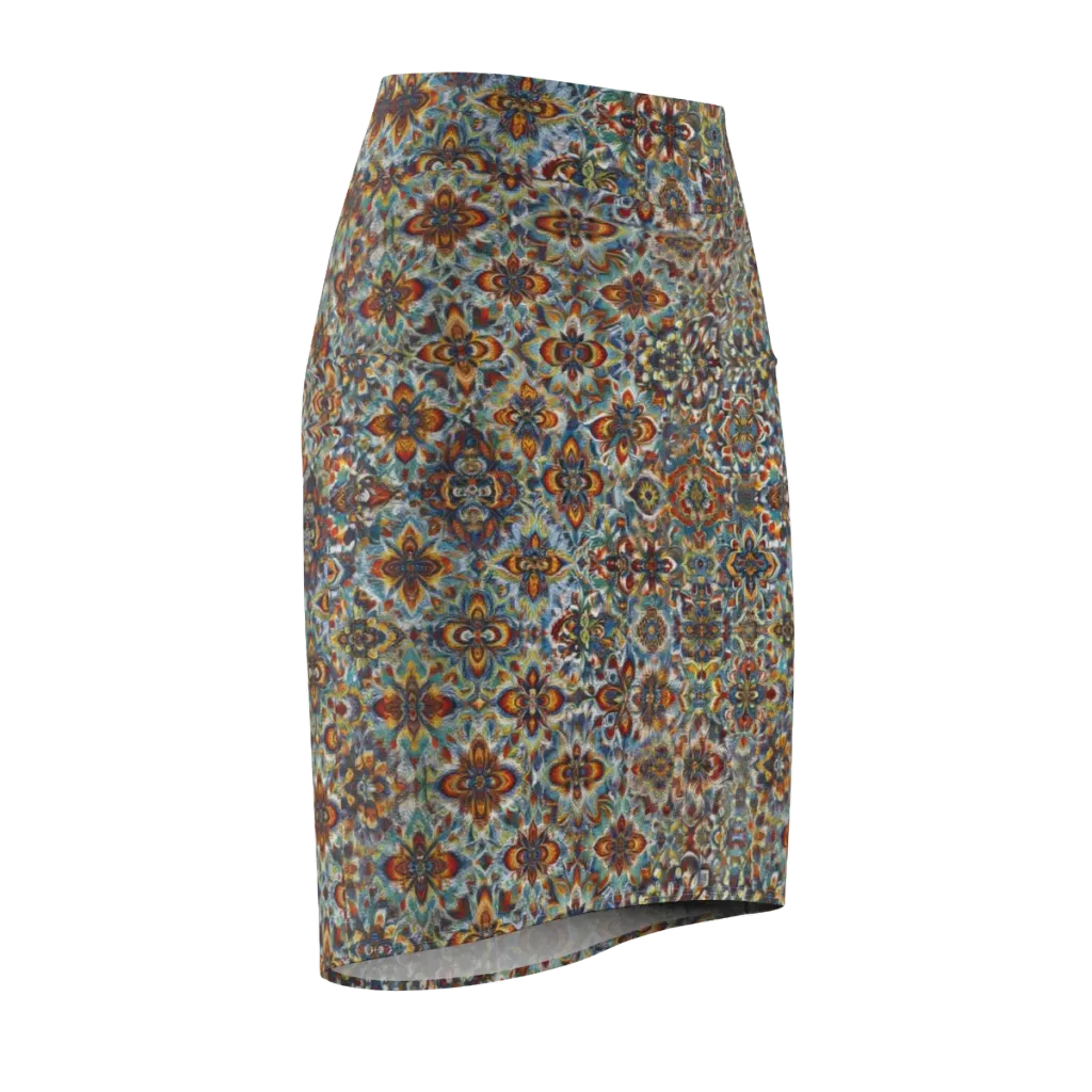 Cobalt Garland on Pencil Skirt — Front Side