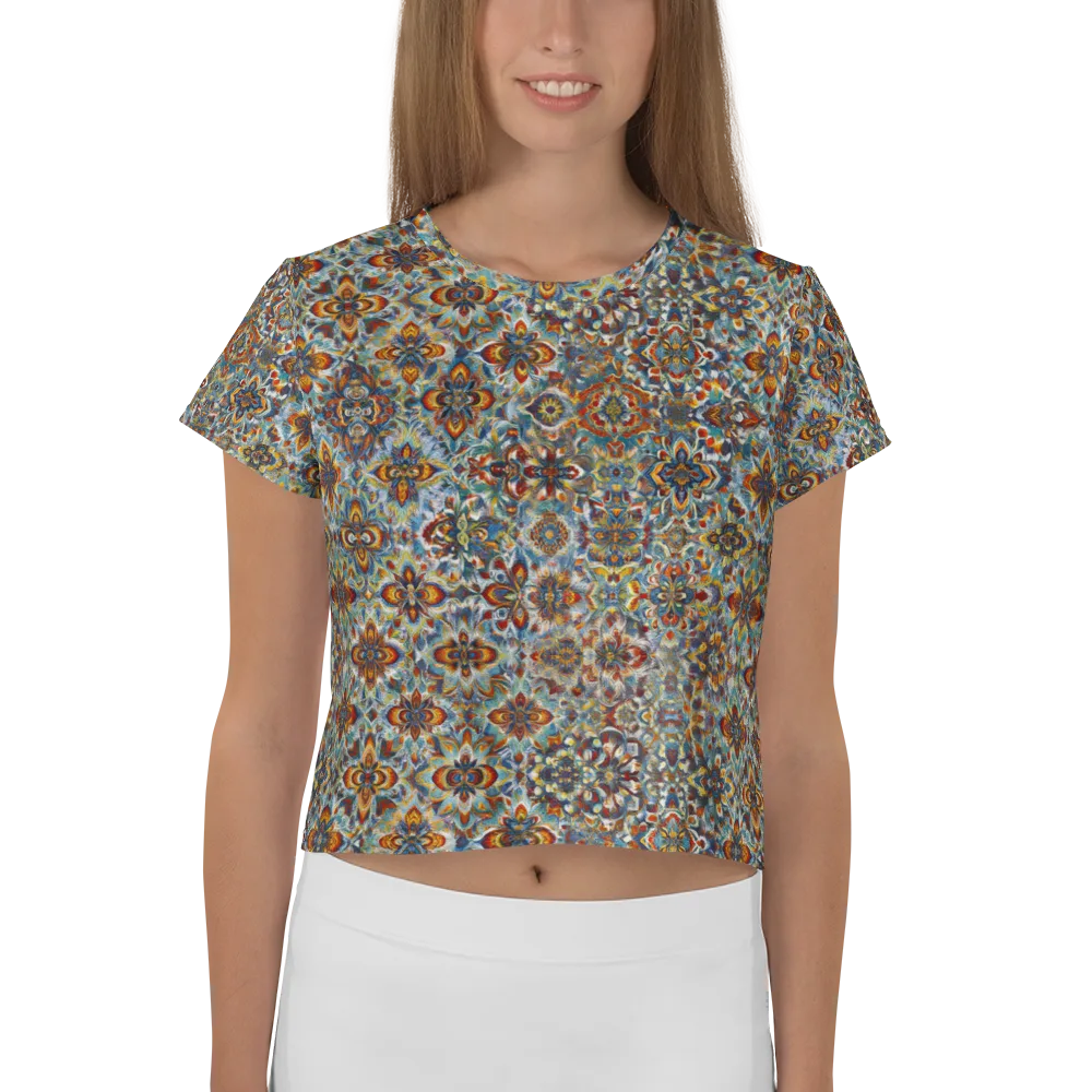 Cobalt Garland on Crop Tee — Front