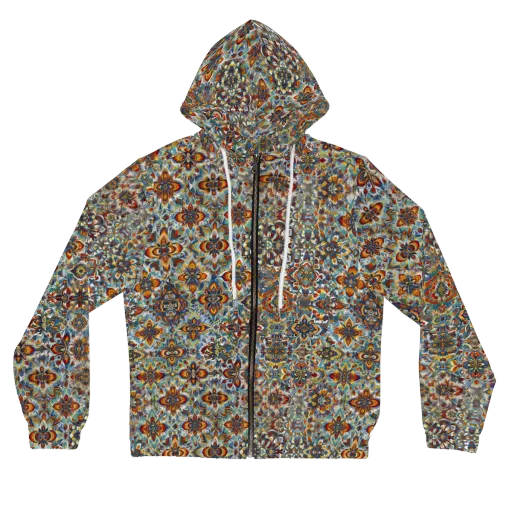 Cobalt Garland on a Women's Full-Zip Hoodie