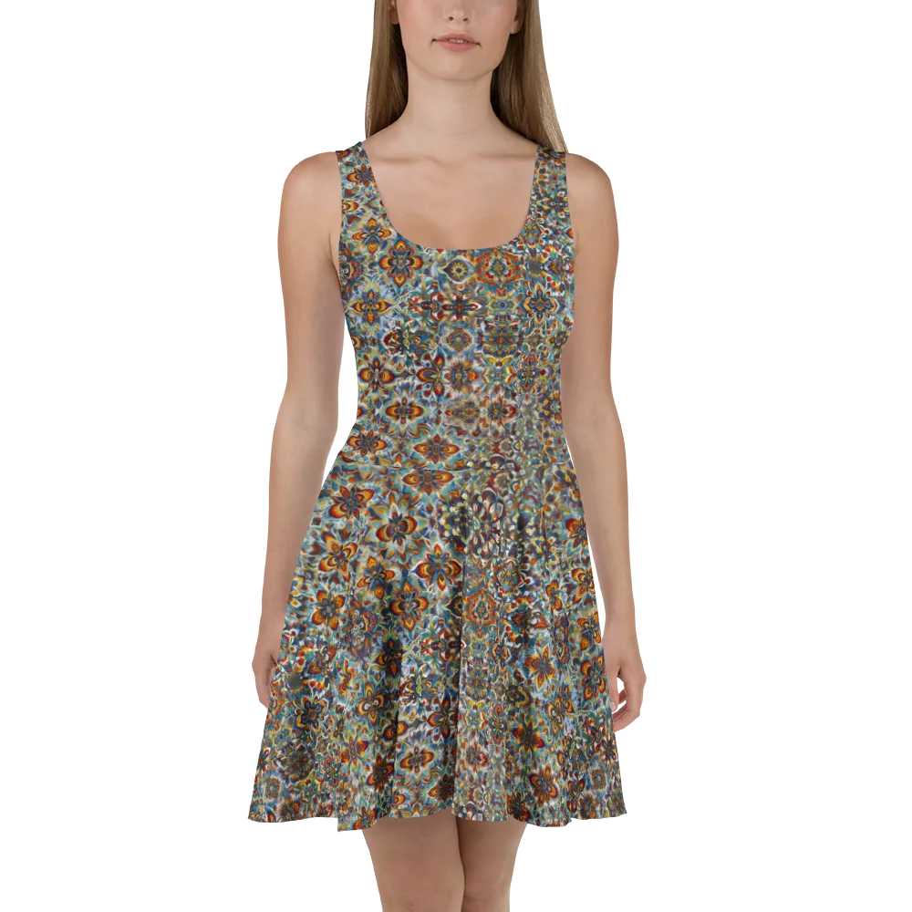 Cobalt Garland on Skater Dress — Front