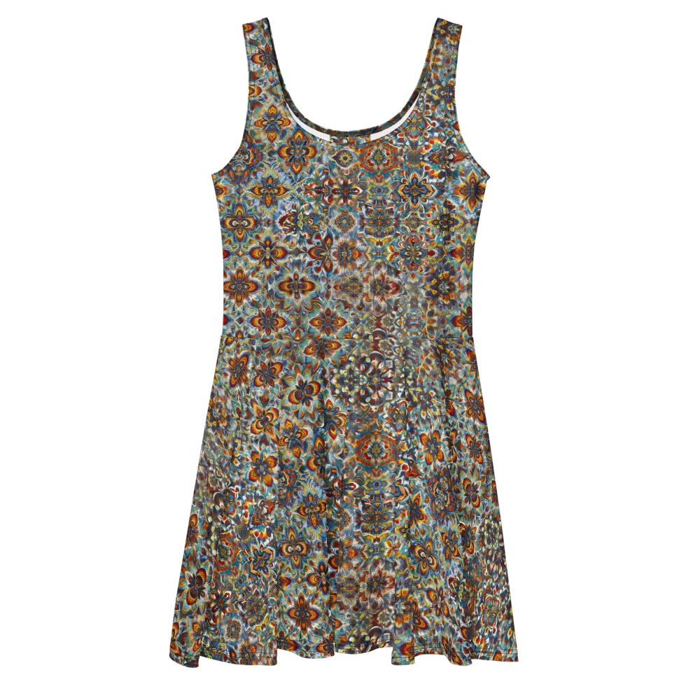 Cobalt Garland on Skater Dress — Front