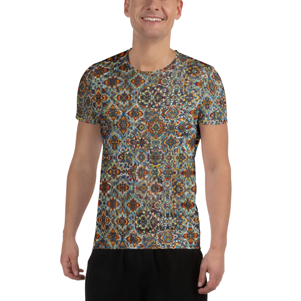 Cobalt Garland on Men's Athletic T-Shirt — Front