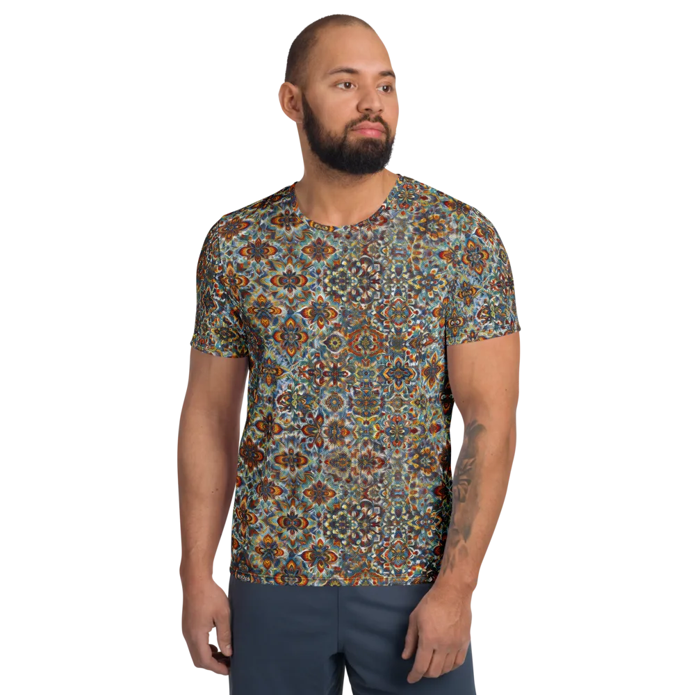 Cobalt Garland on Men's Athletic T-Shirt — Front