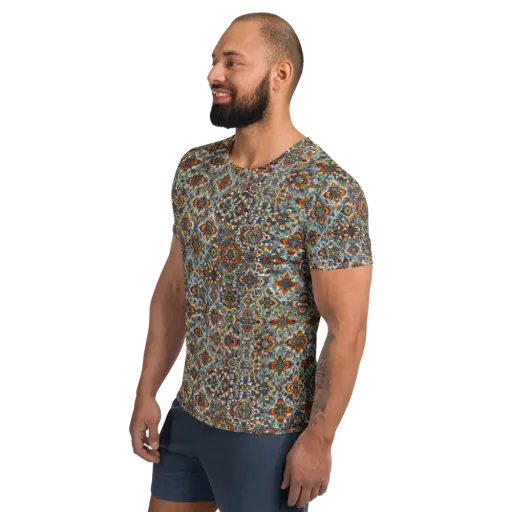 Cobalt Garland on a Men's Athletic T-Shirt