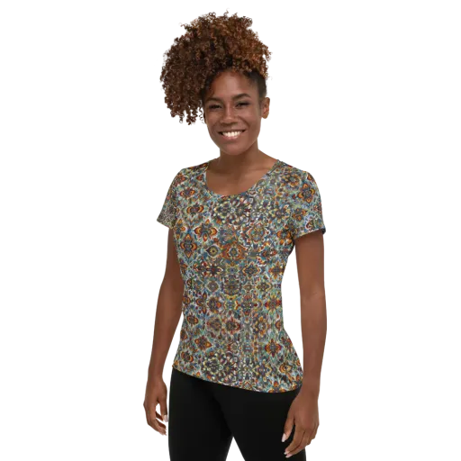 Cobalt Garland on a Women's Athletic T-Shirt