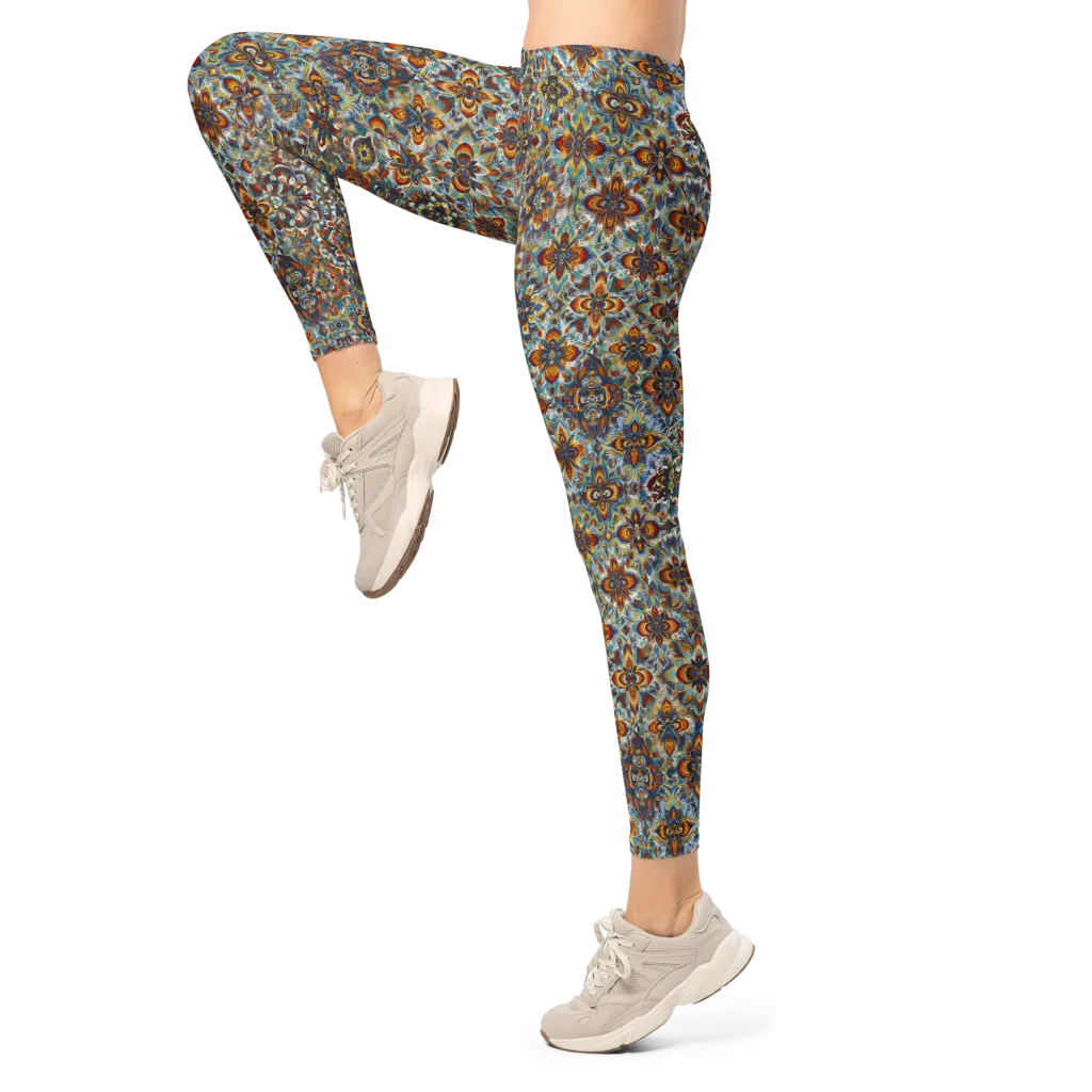 Cobalt Garland on Leggings — Left