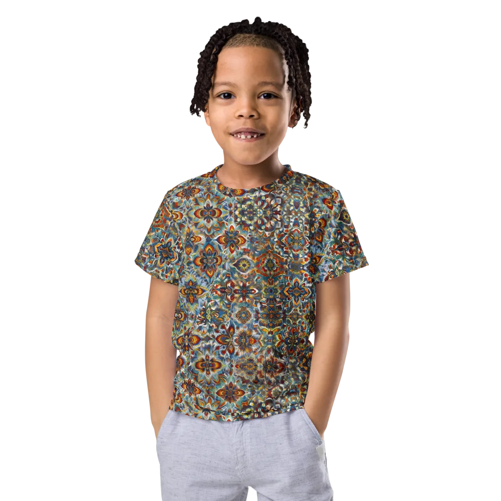 Cobalt Garland on Kids Crew Neck T-Shirt — Front