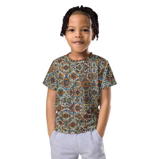 Cobalt Garland on a Kids Crew Neck T-Shirt