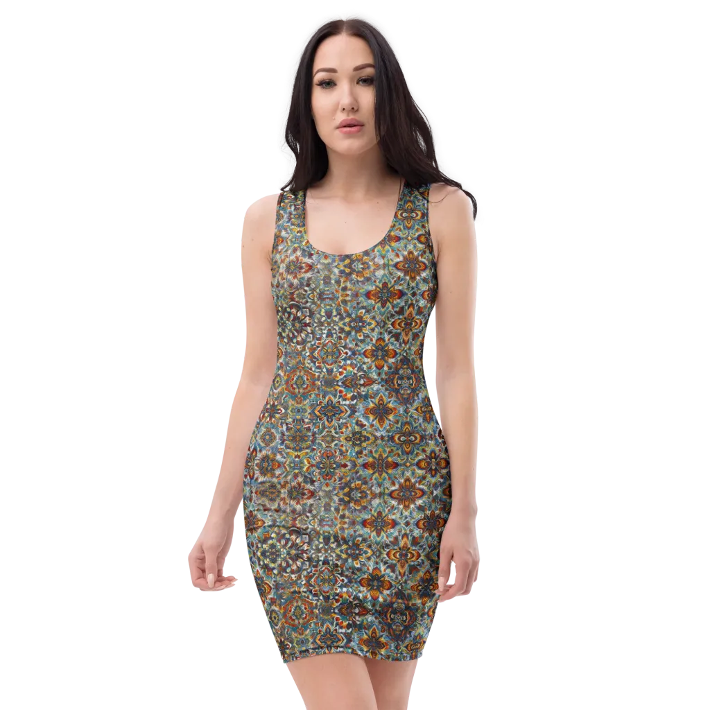 Cobalt Garland on Bodycon Dress — Front