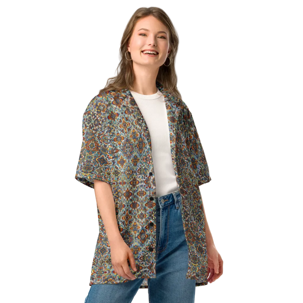 Cobalt Garland on Button Shirt — Front