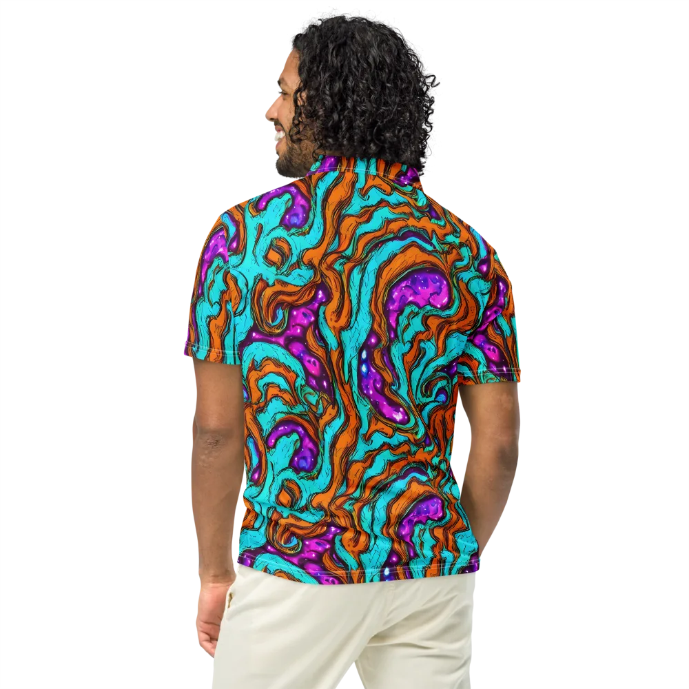 Molten Mirage on Men's Slim Fit Polo Shirt — Back