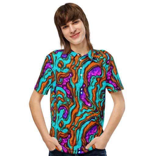 Molten Mirage on a Men's Slim Fit Polo Shirt