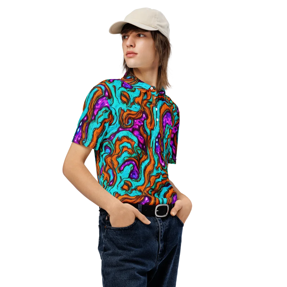 Molten Mirage on Men's Slim Fit Polo Shirt — Right Front