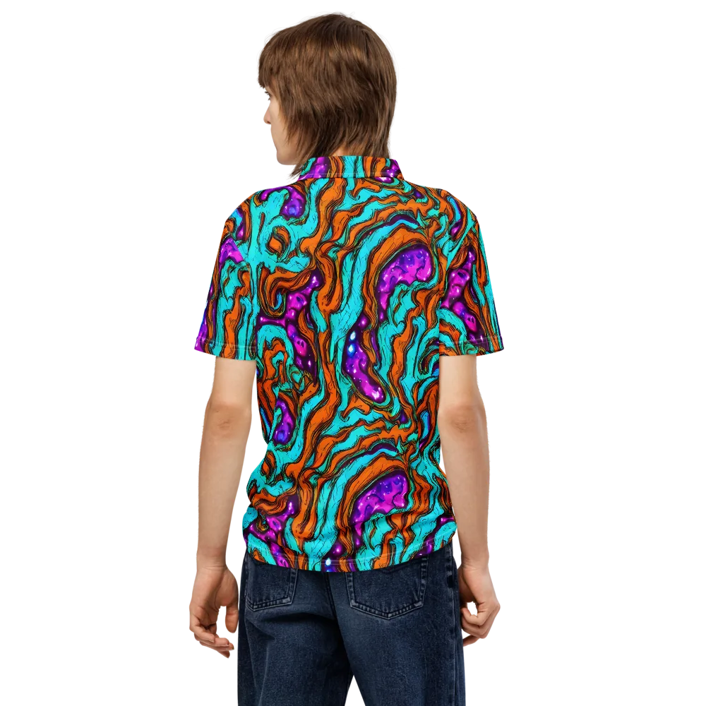 Molten Mirage on Men's Slim Fit Polo Shirt — Back