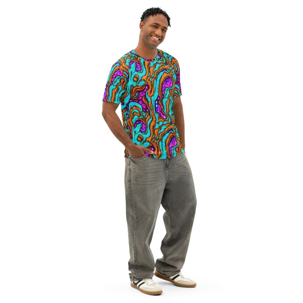 Molten Mirage on Men's Cotton Crew Neck T-Shirt — Right Front