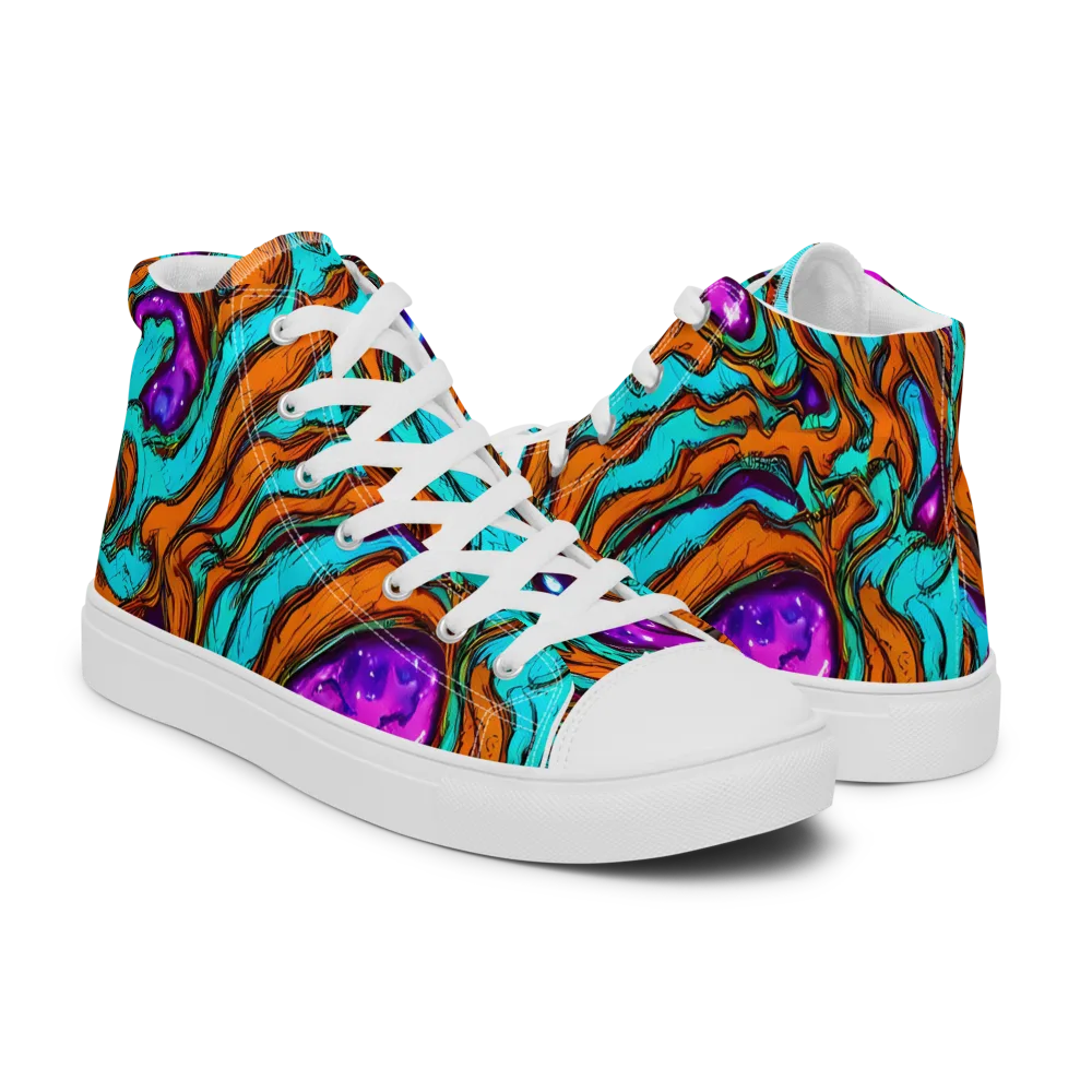 Molten Mirage on Men's High Top Canvas Shoes — Right