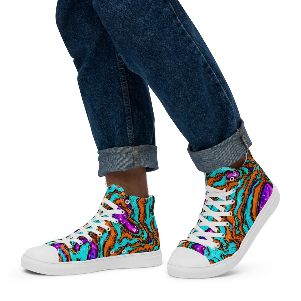 Molten Mirage on Men's High Top Canvas Shoes — Left