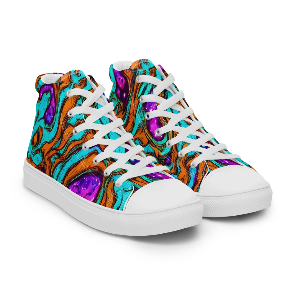Molten Mirage on Women's High Top Canvas Shoes — Right Front