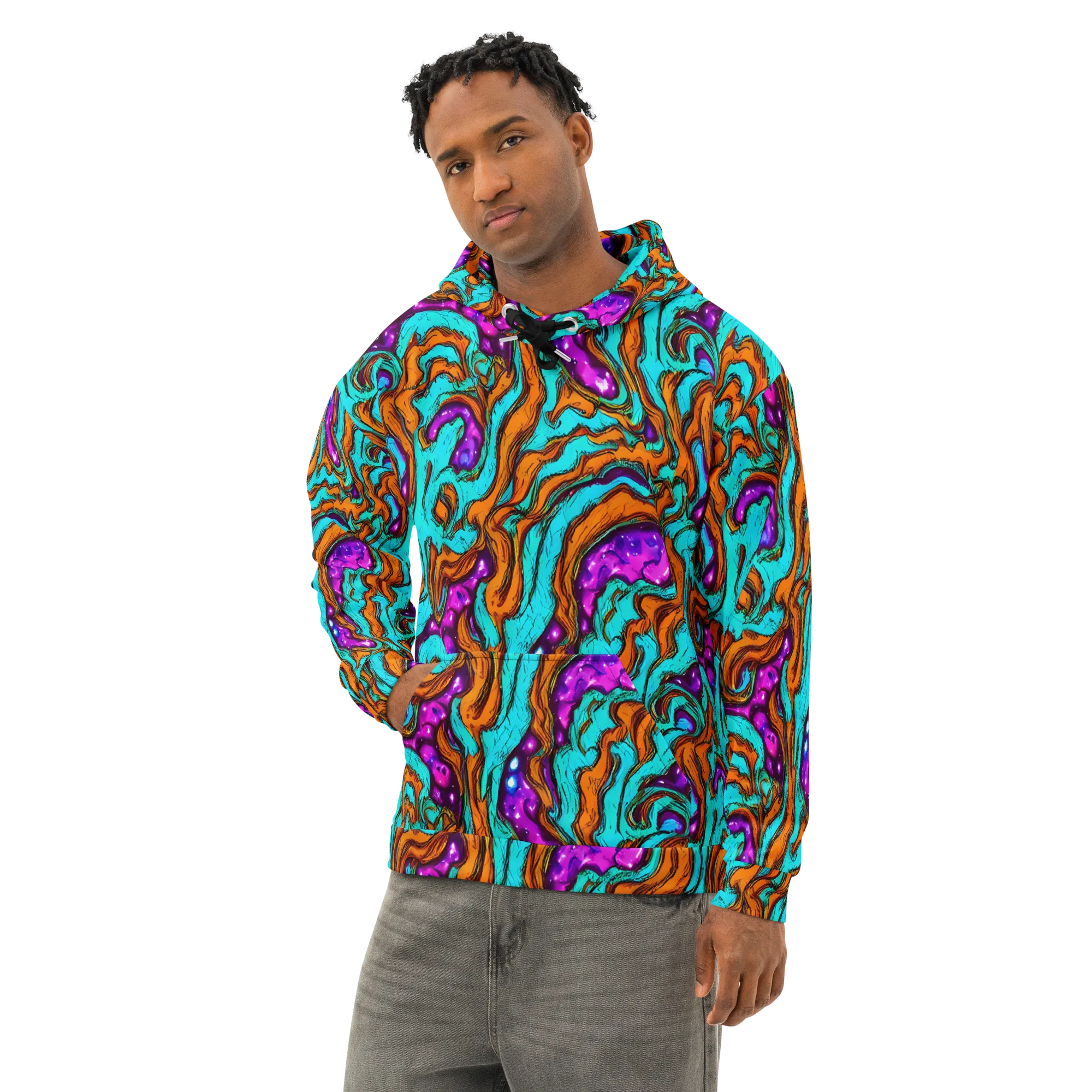 Molten Mirage on Cotton Hoodie — Left Front