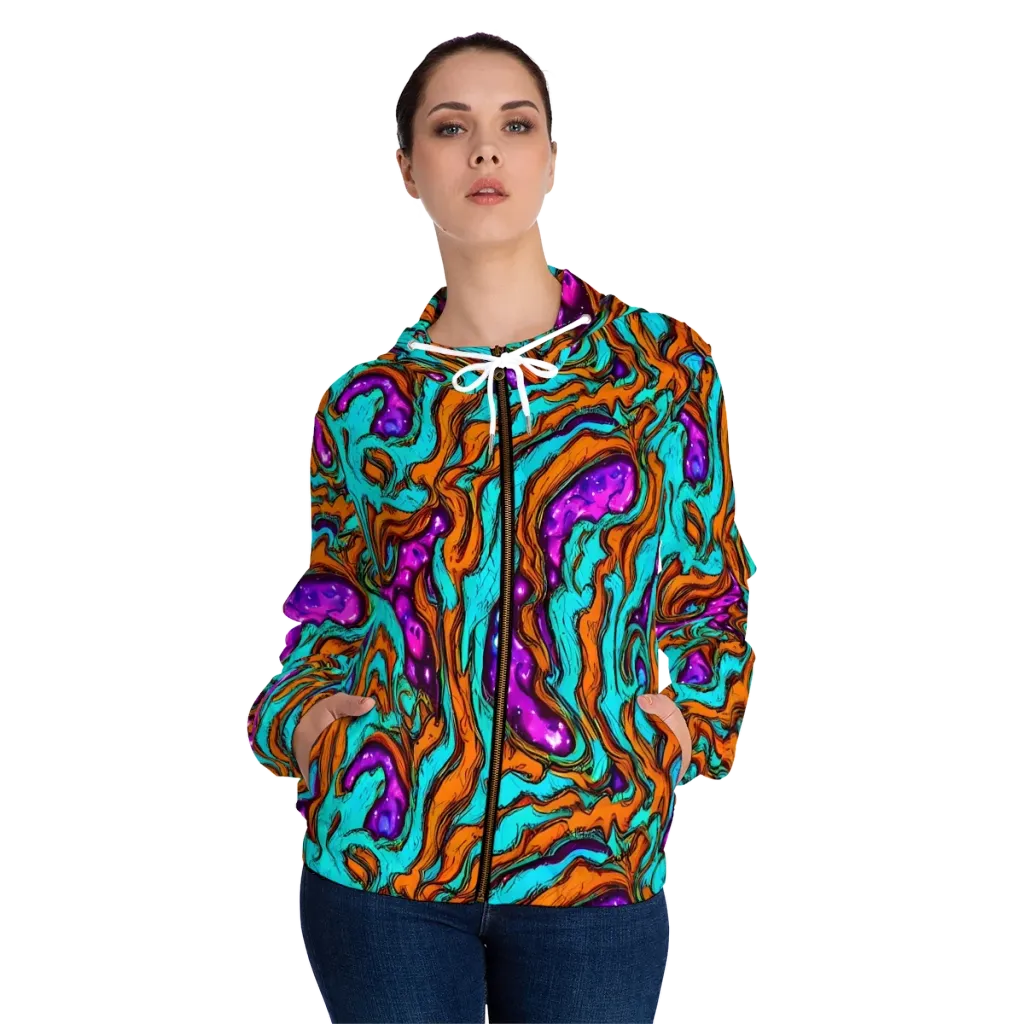 Molten Mirage on Women's Full-Zip Hoodie — Front On Person