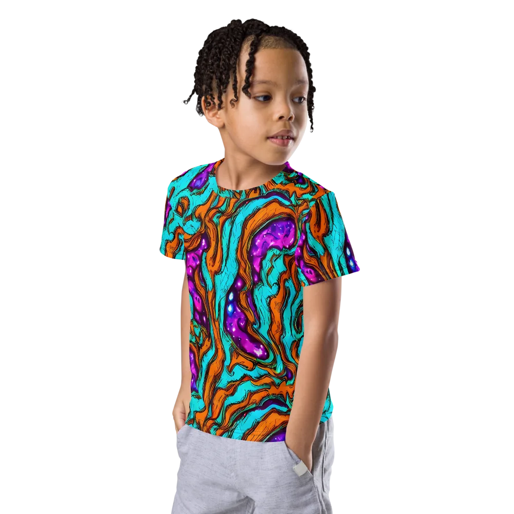 Molten Mirage on Kids Crew Neck T-Shirt — Left Front