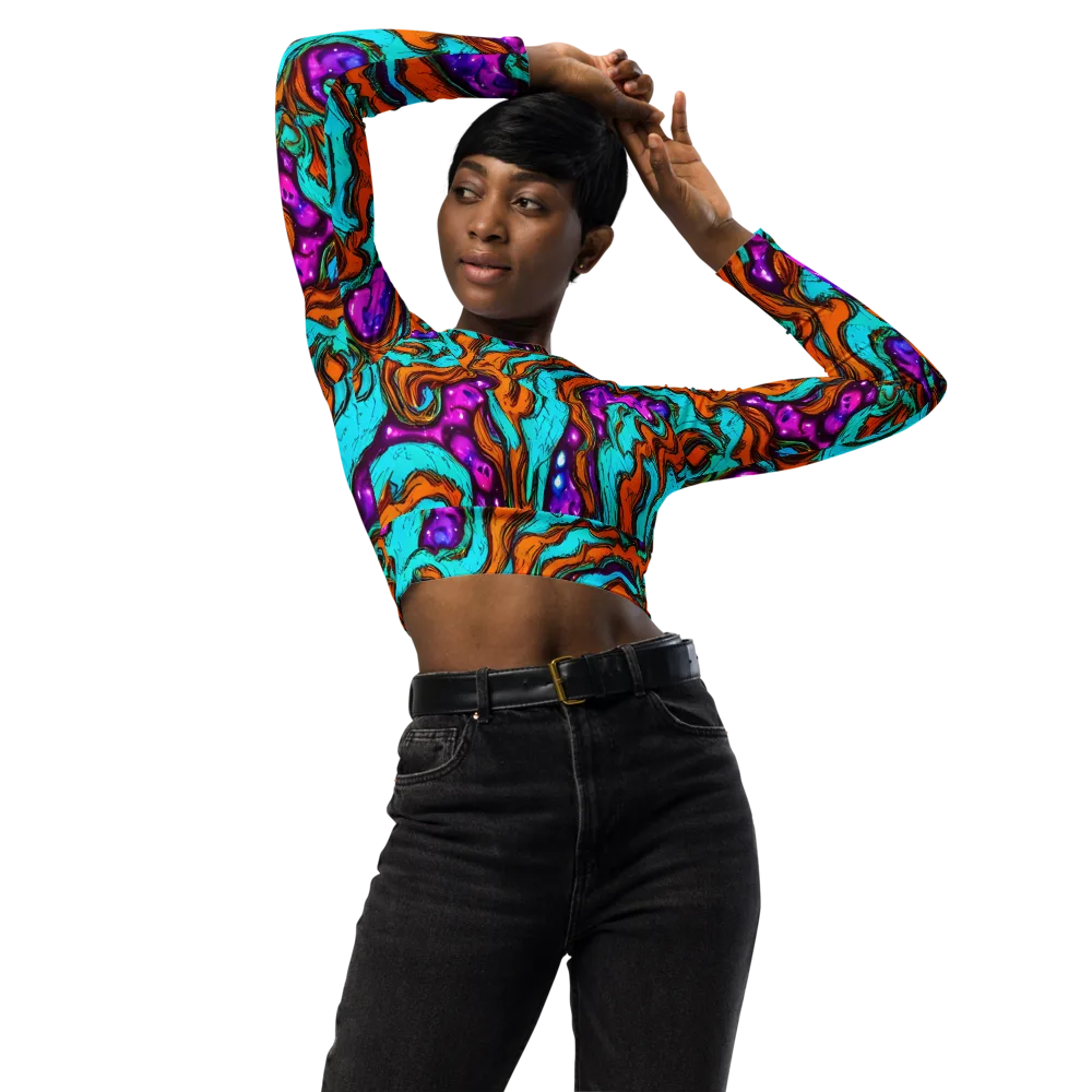 Molten Mirage on Long Sleeve Crop Top — Front