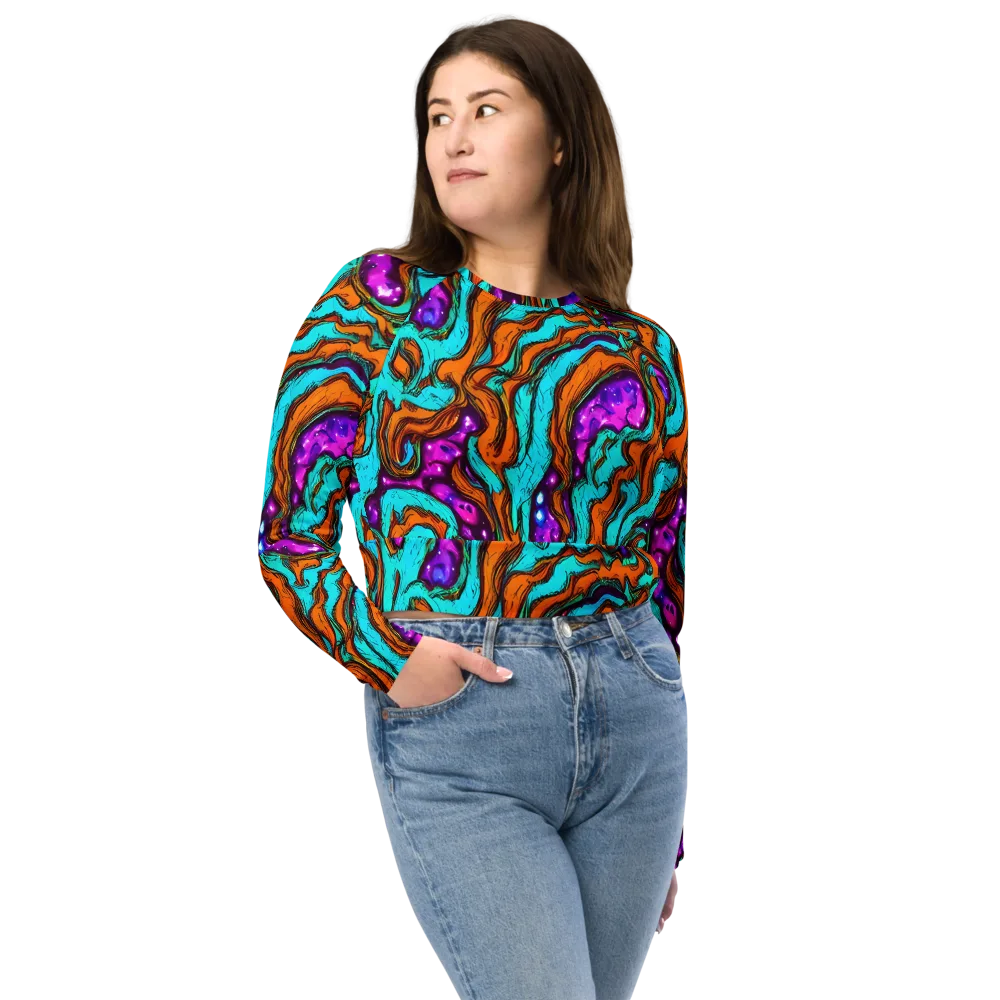 Molten Mirage on Long Sleeve Crop Top — Front