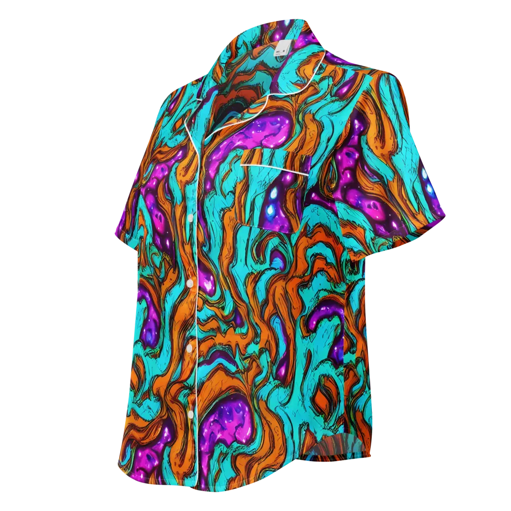 Molten Mirage on Women's Short Sleeve Pajama Top — Left Front